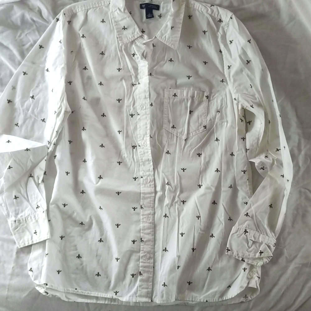 Patterned full button blouse
